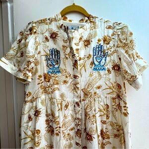 Embroidered Toile Unlogical Poem Midi Dress